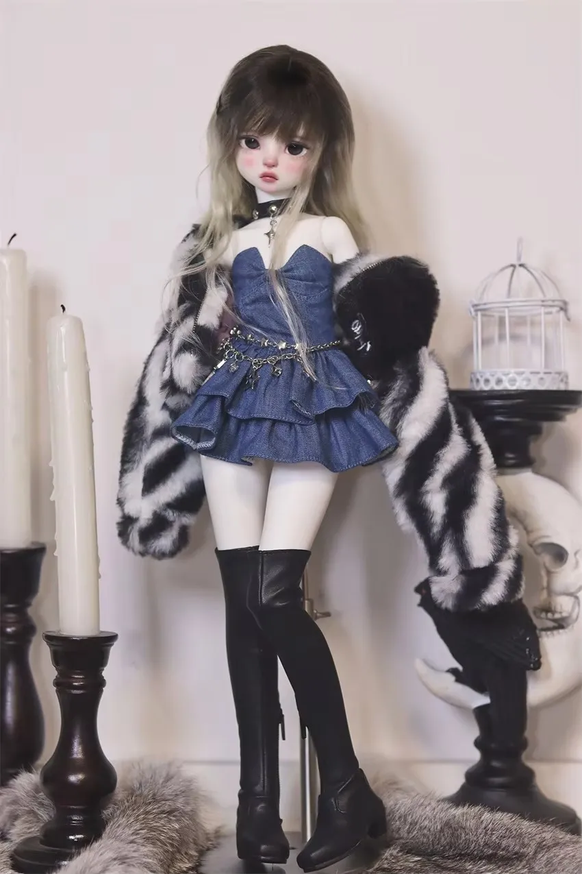 New -BJD Clothes 1/4 Doll Set 4 points /msd/Bear Denim Skirt Dress bjd Doll Accessories
