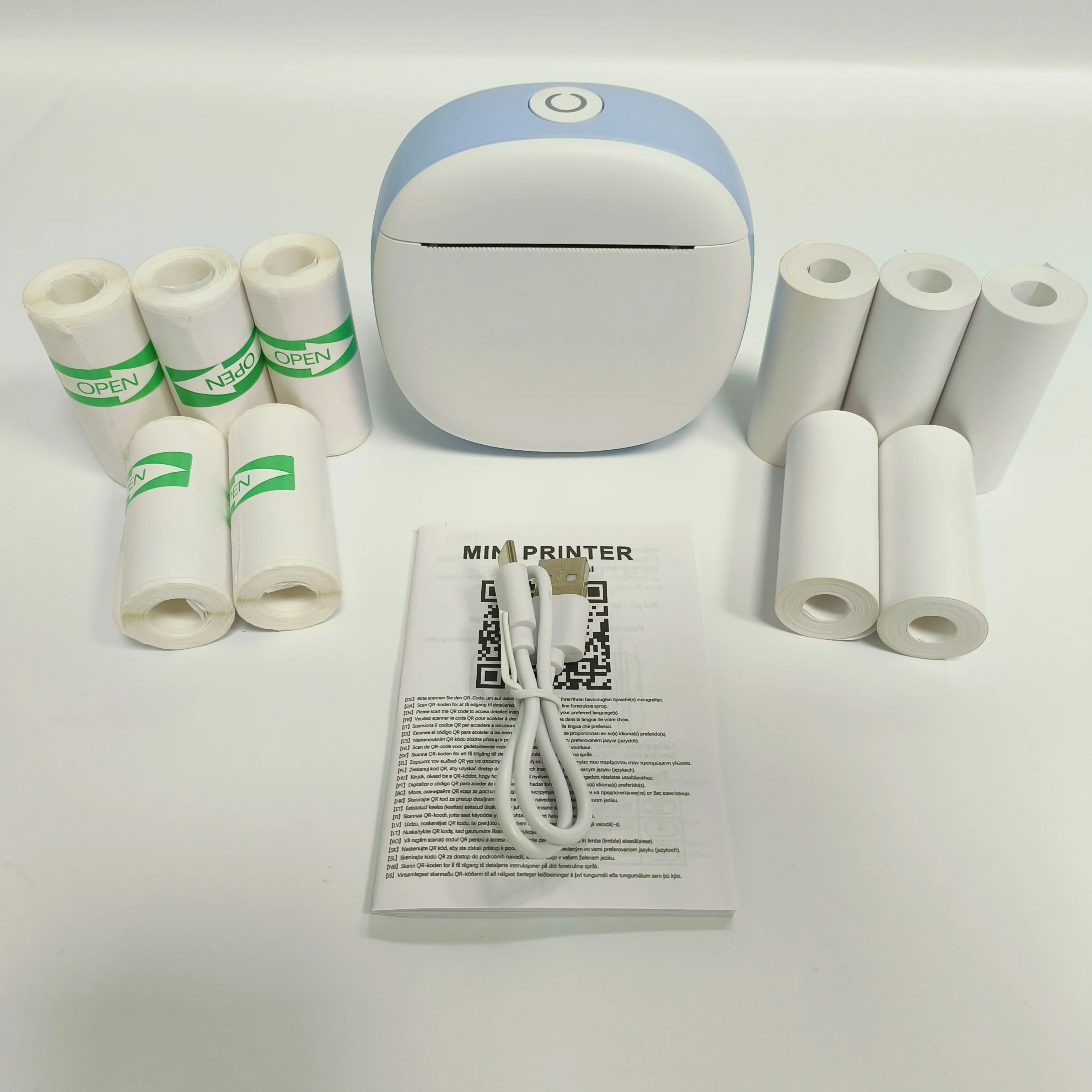 

Portable Mini Bluetooth Thermal Label Printer with 5 Adhesive Sticker Rolls and 5 Thermal Paper Rolls, 203DPI for Notes, Files &