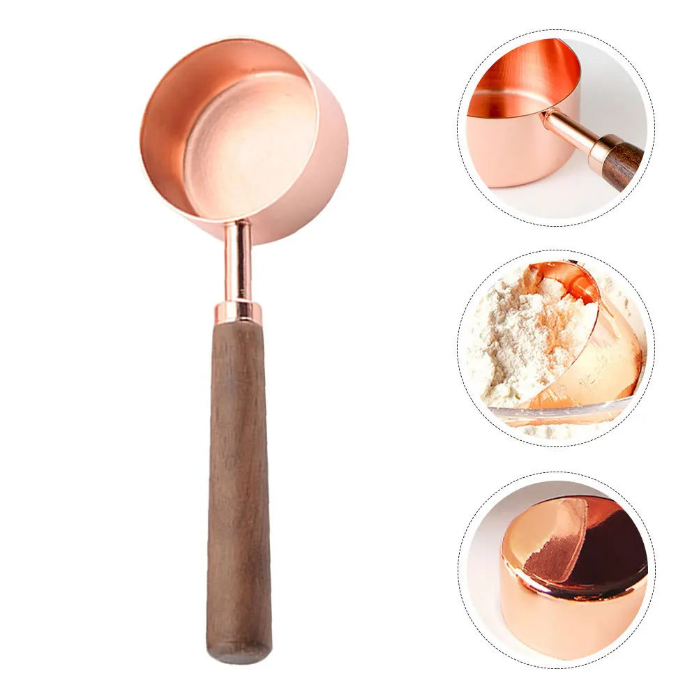 

Coffee Bean Measuring Spoon Stainless Steel Wood Handle Kitchen Coffee Powder Scoop Baking Spoon Kitchen Supplies