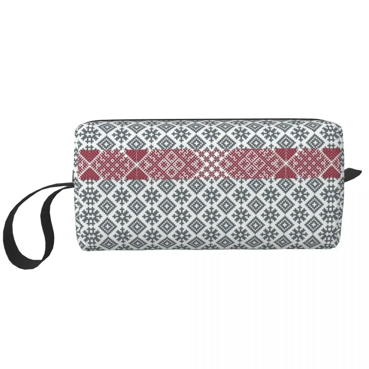 

Belted Latvian Pattern Cosmetic Bag for Women Makeup Bags Travel Water Resistant Toiletry Bag Organizer Pouch