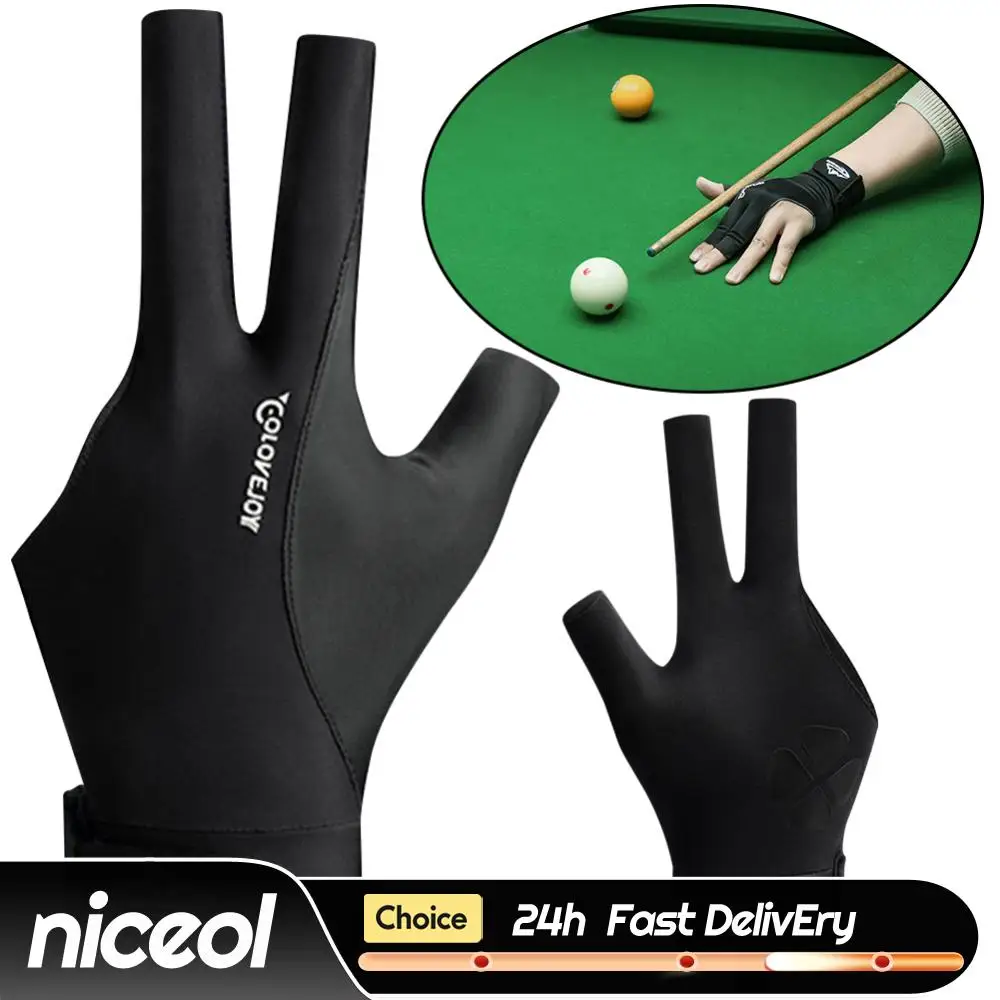 

Billiard Gloves Three Finger Gloves Anti-Slip Open Finger Gloves Adjustable Snooker Pool Gloves for Men Women Left Hand