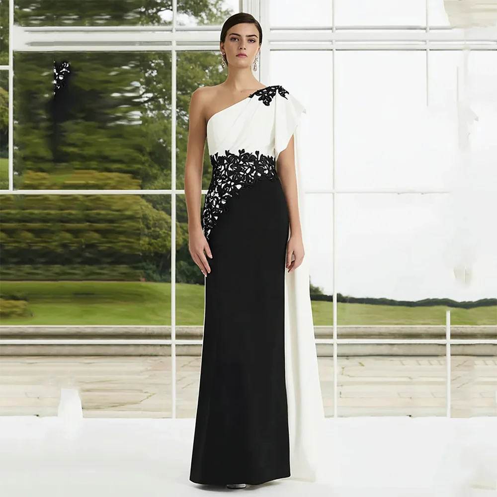 

Вечерние платья из прямого трикотажа контрастных цветов, на одно плечо, без рукавов, для выпускного вечера, с асимметричной накидкой, для вечеринок, на заказ