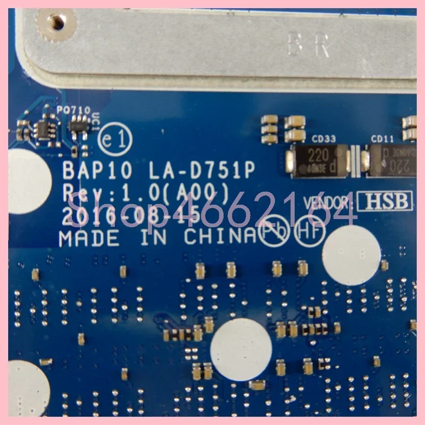 LA-D751P With i7-6700HQ CPU GTX1070 GPU Notebook Mainboard For DELL ALIENWARE 15 R3 17 R4 Laptop Motherboard  100% Tested OK