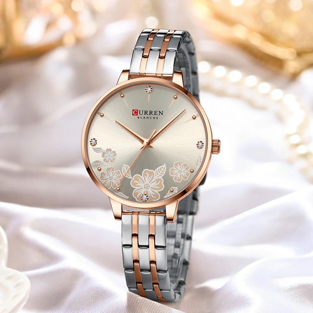 CURREN-Relojes de pulsera de cuarzo para mujer, reloj fino con correa de acero inoxidable, tendencia de moda, diseño único, esfera elegante, nuevo