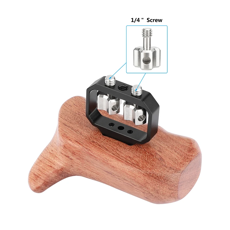 kAYULIN Camera Wooden Handgrip with 1/4inch Thumbscrew For Sony Canon Rose Wood Grip Monitor Cage Rig Accessories