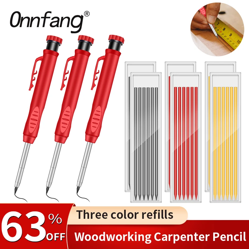 Deep Hole Long Head Markers Pen Pencils Solid Carpenter efill Pencil Sharpener Deep Hole Mechanical Pencil Hand Tools