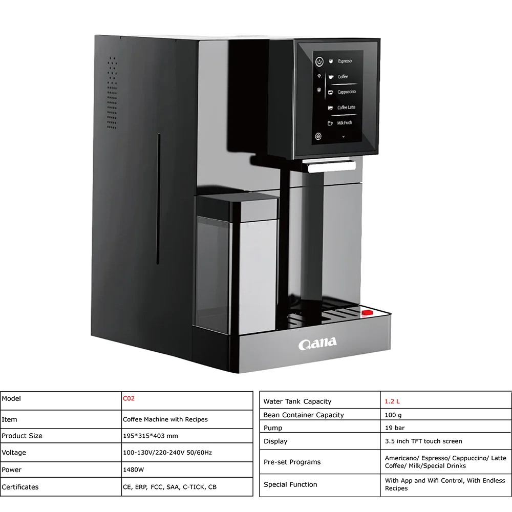 &* Smart Coffee Machine 19 Bar IoT Commercial Espresso Maker With Bluetooth & App Control Auto Milk Frother For Home/Cafe/Office