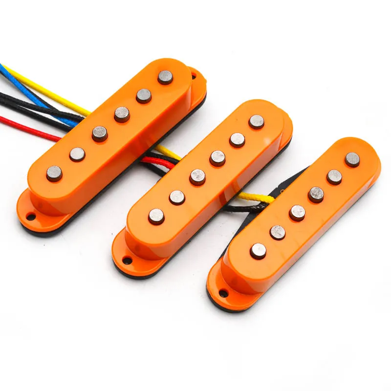 Alnico 5 Single Coil Staggered Top Fiber Bobbin Pickup Electric Guitar Neck/Middle/Bridge 50/50/52mm for FD ST Orange Color