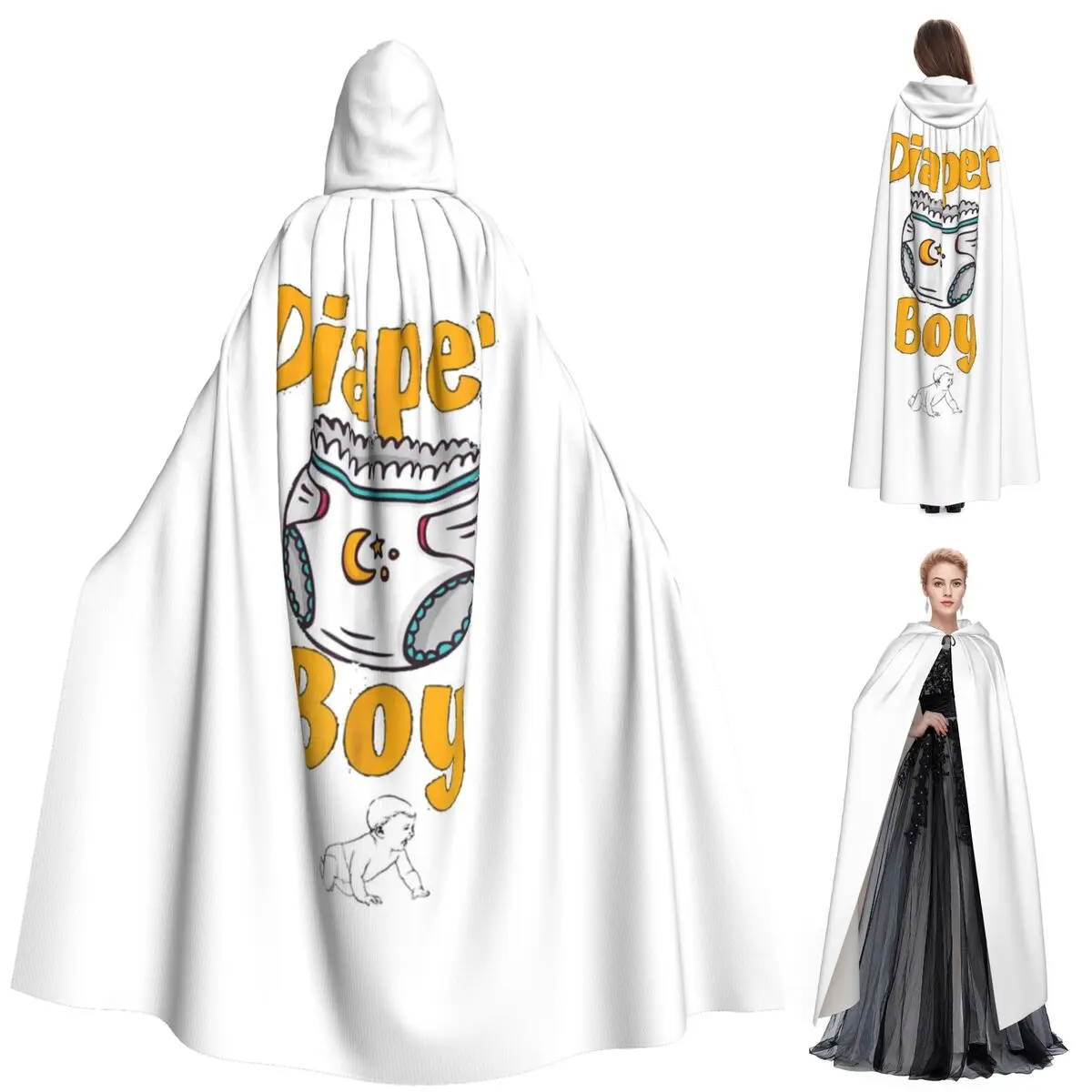 

Diaper Boy Long Hooded Cloak Witch Medieval Costume Cosplay Cape HalloweenParty Adult Unisex