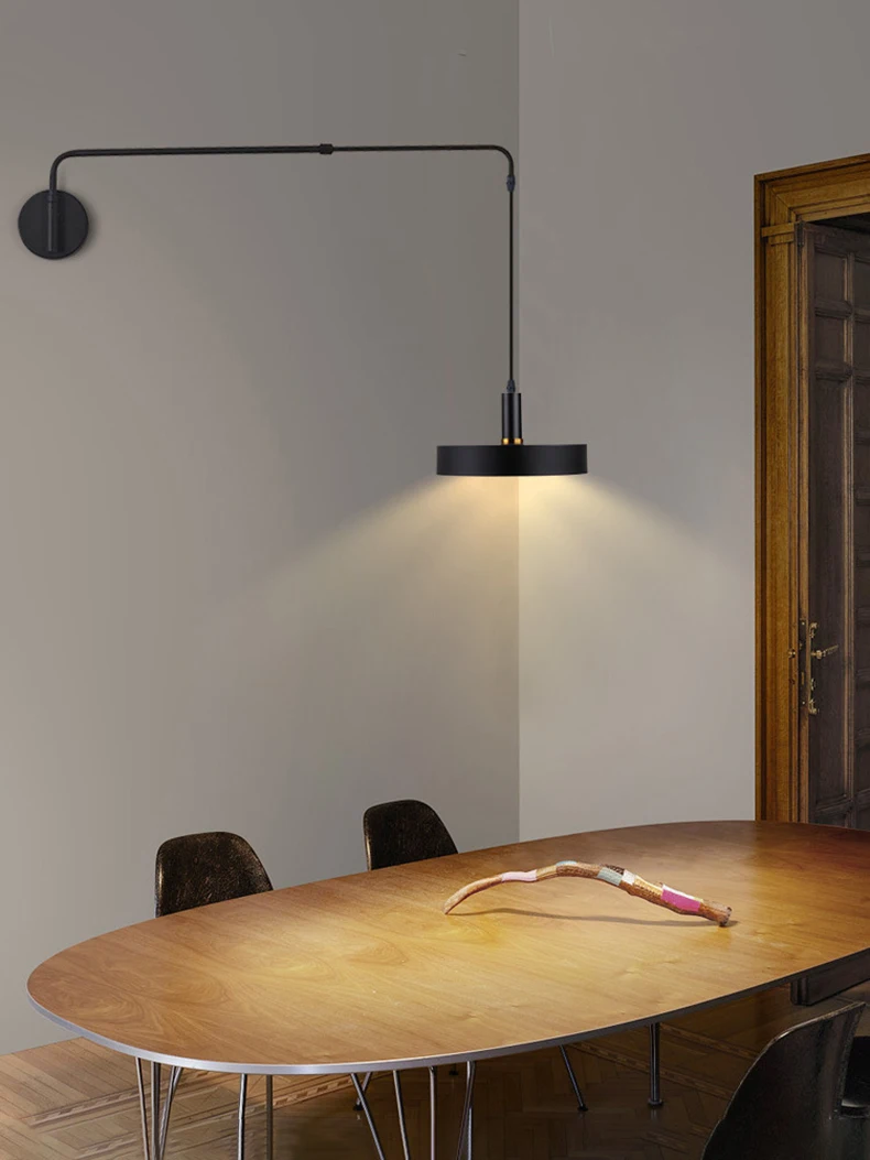Black Metal Wall Light For Bedroom Bedside Reading Long Arm