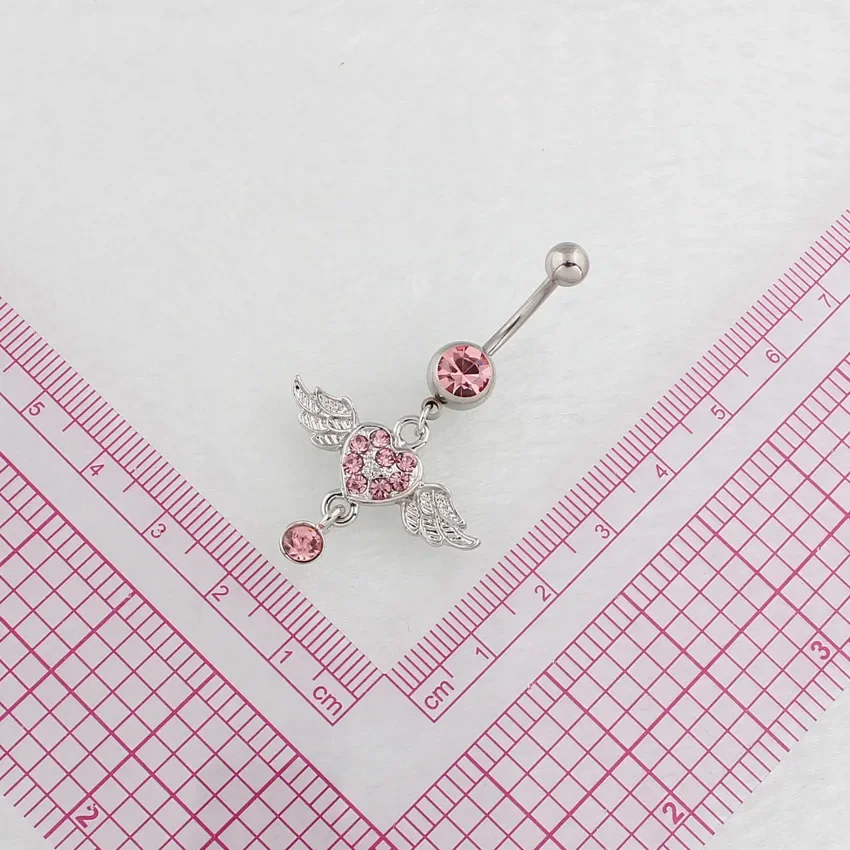 Harajuku Pink Love Angel Wings Belly Button Nails For Women Body Piercing Jewelry Unique Aesthetics Trendy Punk Y2k Accessories