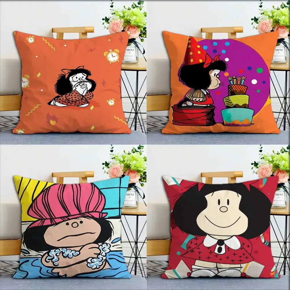 

Cartoon Cute M-Mafalda World Various Sizes Square Pillow Case For Car Home Bedchamber Decor