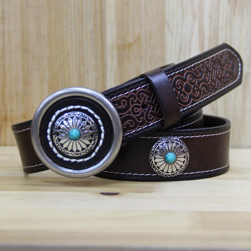 authentic-mongolian-top-layer-cowhide-belt-men's-and-women's-emed-pure-leather-retro-vintage-faion-trouser-belt