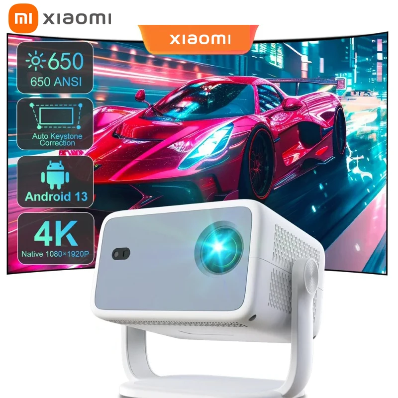 XiaomiプロジェクターAI高精細プロジェクターAndroid 4Kネイティブ1080P 650ANSIオートフォーカスBT5.2 360 °   家庭用屋外プロジェクター