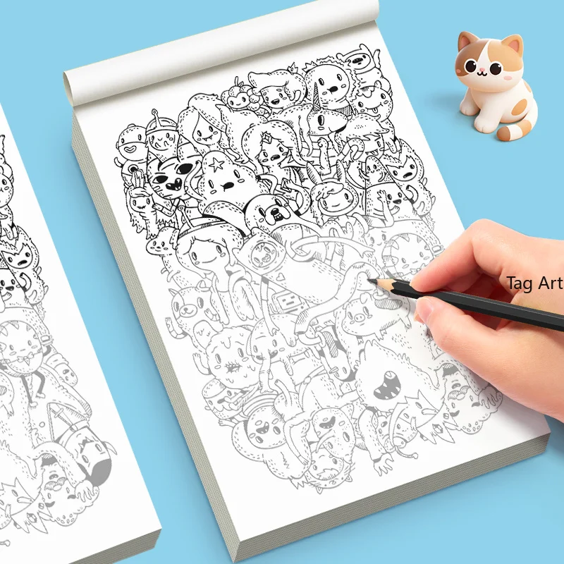 A Hand Drawn Adult Stress Relieving and Calming Graffiti Book, European Architecture/cute Pets/love/mandala Theme, 24 Pages
