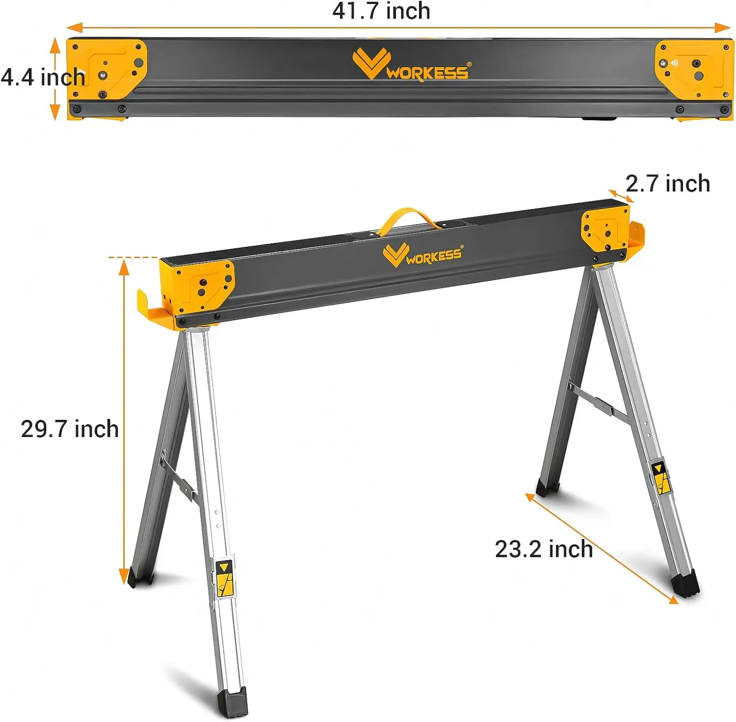 Saw Horses 2 Pack Folding, Heavy Duty Sawhorse Table 2600 Lbs Load Capacity with 2x4 Support Legs, Portable Folding and Fast
