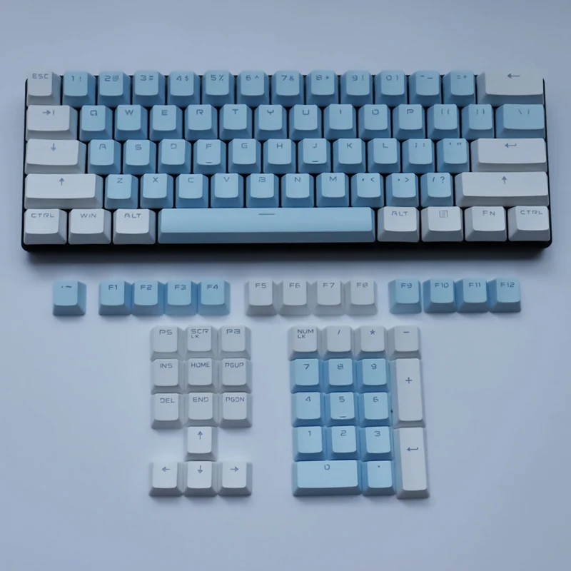 106 Keys Blue White Keycaps PBT Specials Keycap Backlit Two-Color Key Caps For MX Switch