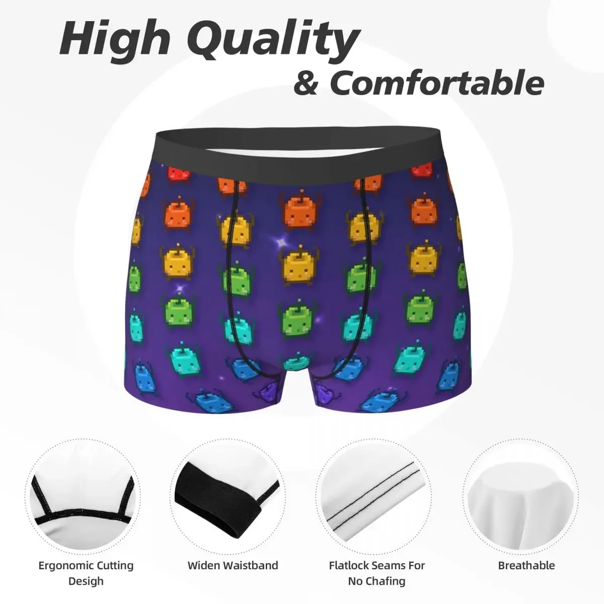 Boxer Underpants Shorts Stardew Valley Rainbow Junimos Panties Men's Breathable Underwear for Homme Man Boyfriend Gifts