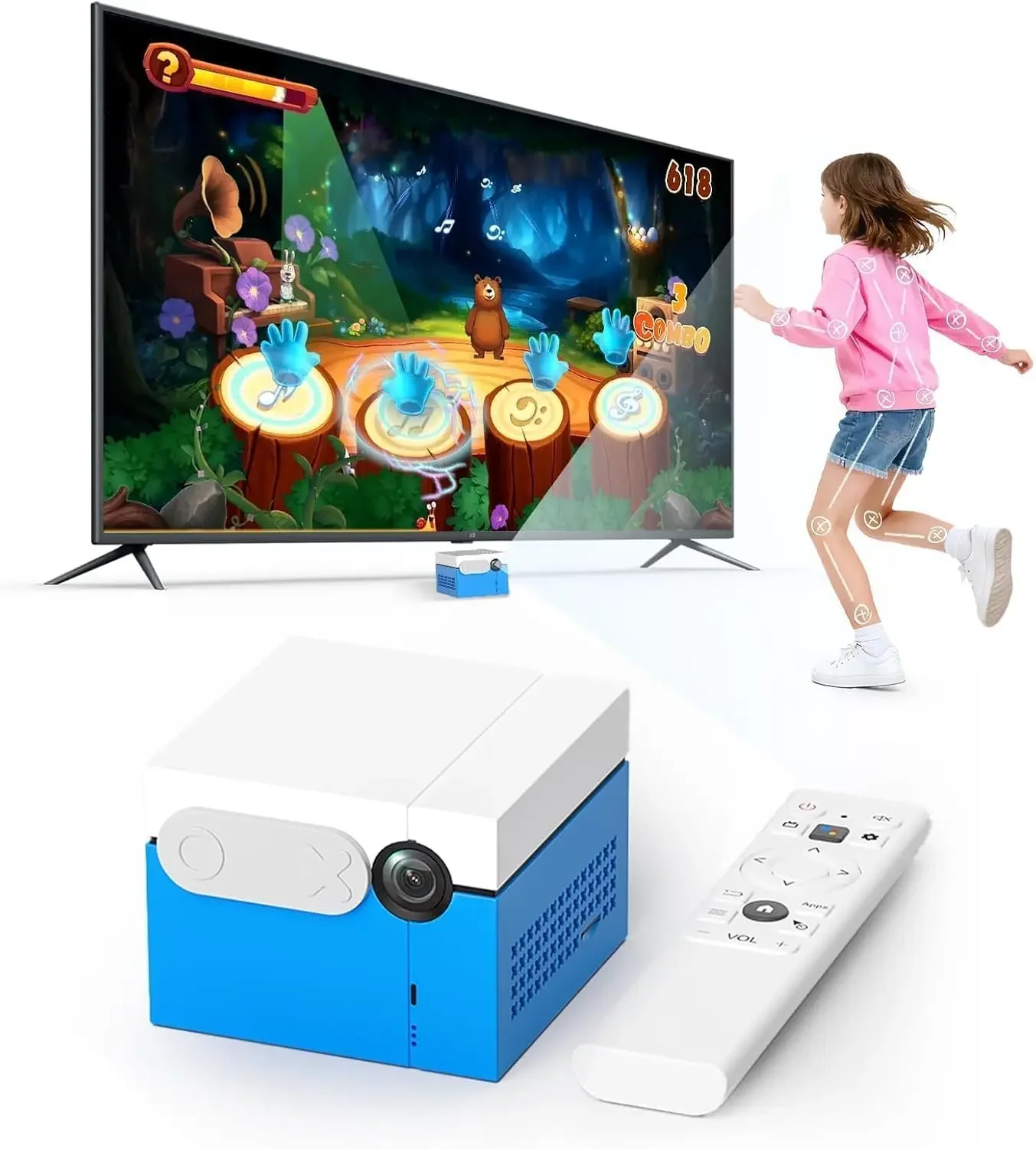 MotionX Active Game Console with 41 Motion Games for Kids & Family, AI Active Game Play System - No Subscription, Continuously