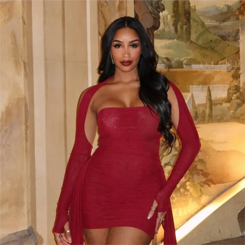 Halternekmouwen Geplooid Tube Top Lint Heupbedekkend Kort Rokkostuum Mode Nieuwe Dames Elegante Damessetsankiм Ж Diego