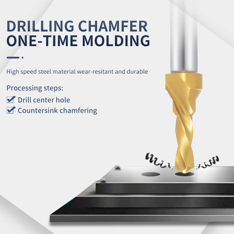 

Встроенное центральное сверло с потайной головкой из титанового сплава, закаленная из высокоскоростной стали, сверло C-типа, M3-M16