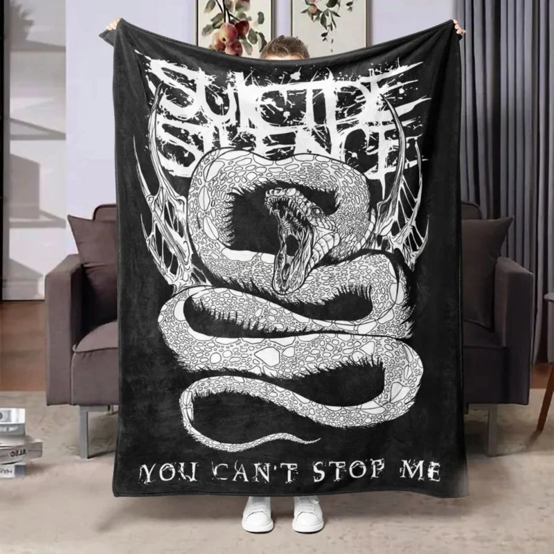 

American Style Personalized White Snake Print Blanket Thrilling Element Design Home Sofa Cold Proof Comfortable Cover Carpet