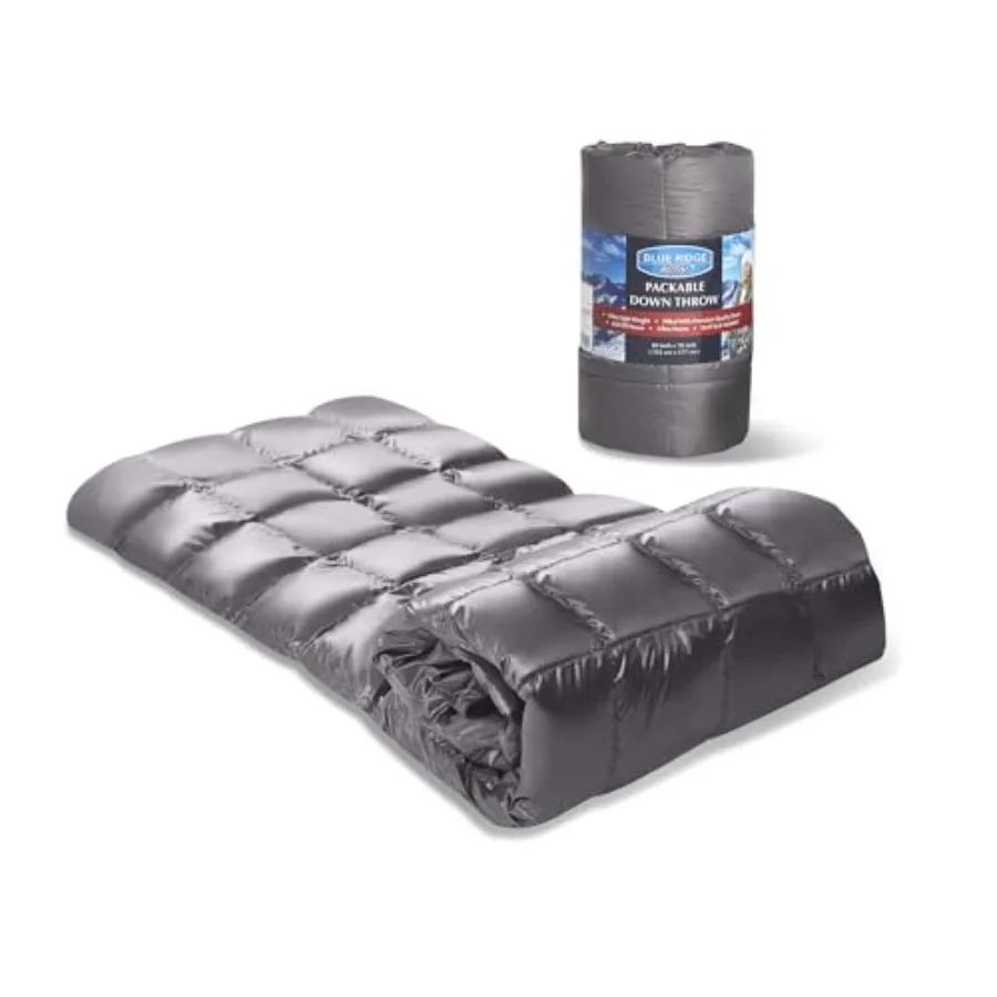 Down Throw Camping Blanket for Outdoor Travel Hiking Picnic RV Lightweight Packable Puffy Warm Blanket in Navy Blue, 60 x 70, 6