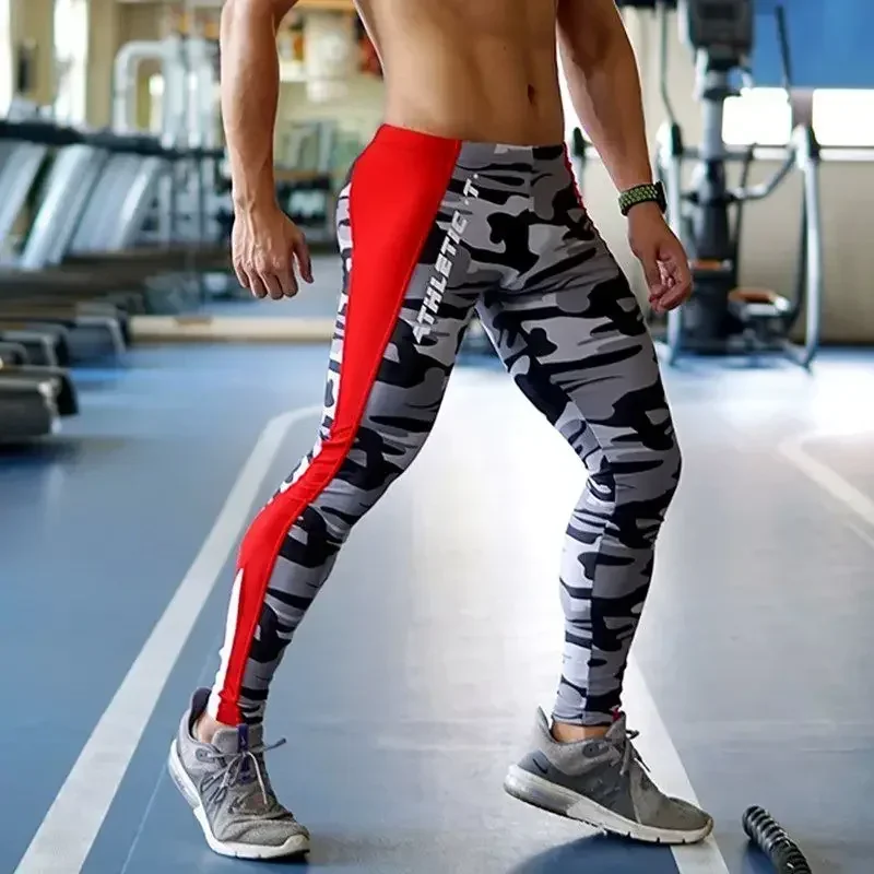 Rajstopy do biegania dla mężczyzn Spodnie sportowe Kompresyjne spodnie sportowe w kamuflażu Legginsy treningowe