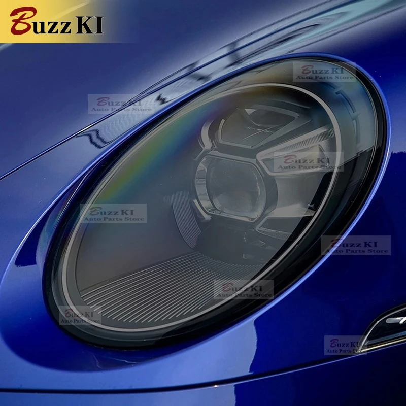 

For Porsche 911 992 2019 2020 2021 2 Pcs Car Headlight Protective Film Smoked Black Tint Wrap Transparent TPU Repair Sticker
