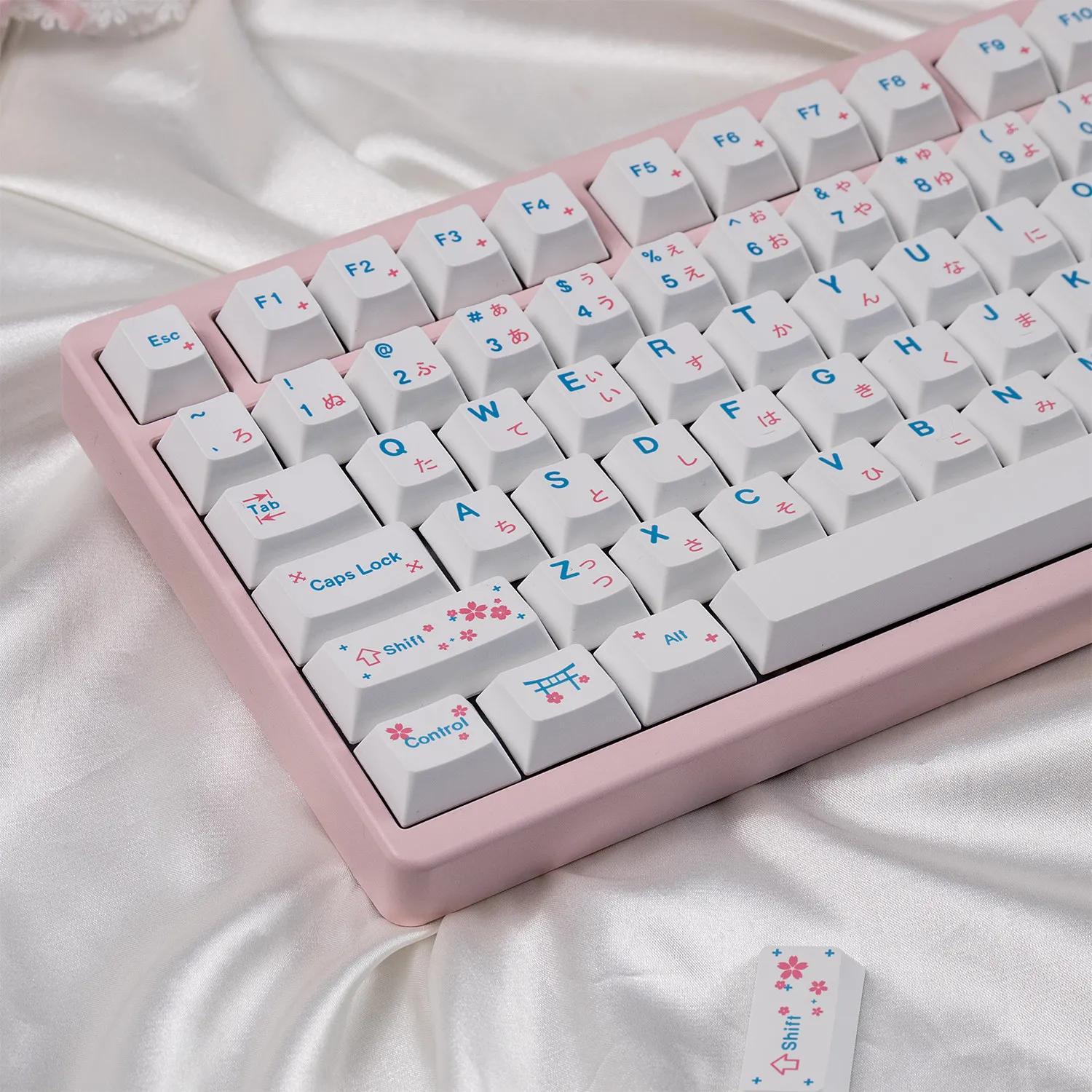 Spring Sakura Keycaps 148 Keys Cherry Profile Dye-Sub PBT Keycap Sets Japanese Pink Keycaps For MX Switch Mechanical Keyboard