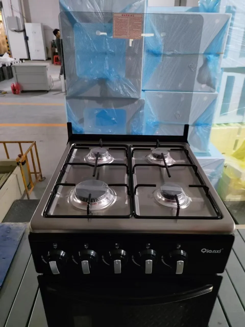 Freestanding 4-Burner Stove with Stainless Steel Oven Electronic Ignition Portable Multifunctional Cooker