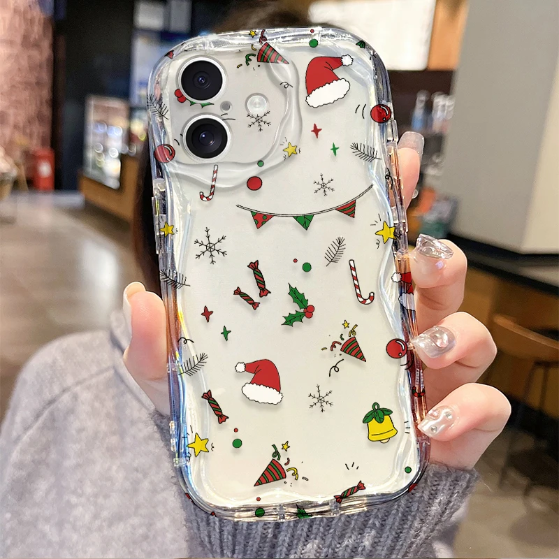 عيد الميلاد اليقطين كاندي حافظة شفافة آيفون 17 الهواء 16E 16 15 14 زائد 13 12 11 برو ماكس SE 2020 SE4 7 8 لينة سيليكون الغطاء الخلفي