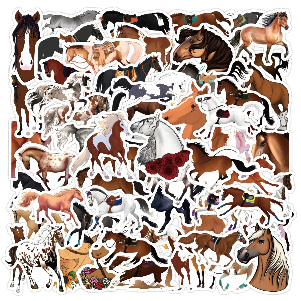 60PCS Fine Horse Stickers For Waterproof Decal Laptop Motorcycle Luggage Snowboard Fridge Phone Car Sticker