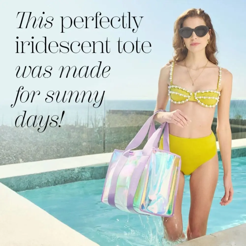 

New Waterproof Tote Bag Large Capacity PVC Beach Bag Swimming Storage Bag Women Girls Symphony Shopping Pouch