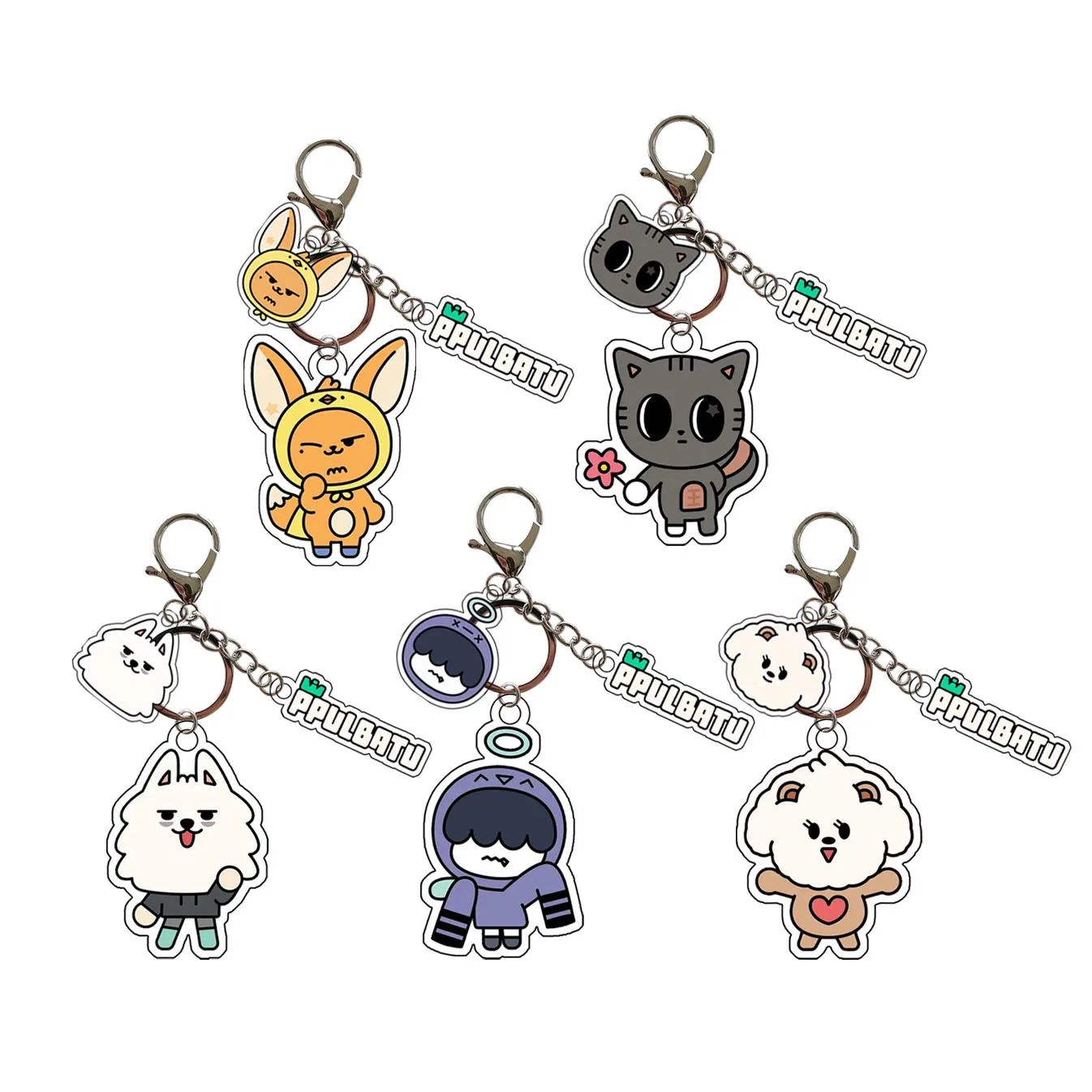 Kpop Idols Soobin Yeonjun Doll Keychain PPULBATU Cartoon Printing Backpack Accessories TAEHYUN BEOMGYU Fans Collection Gift