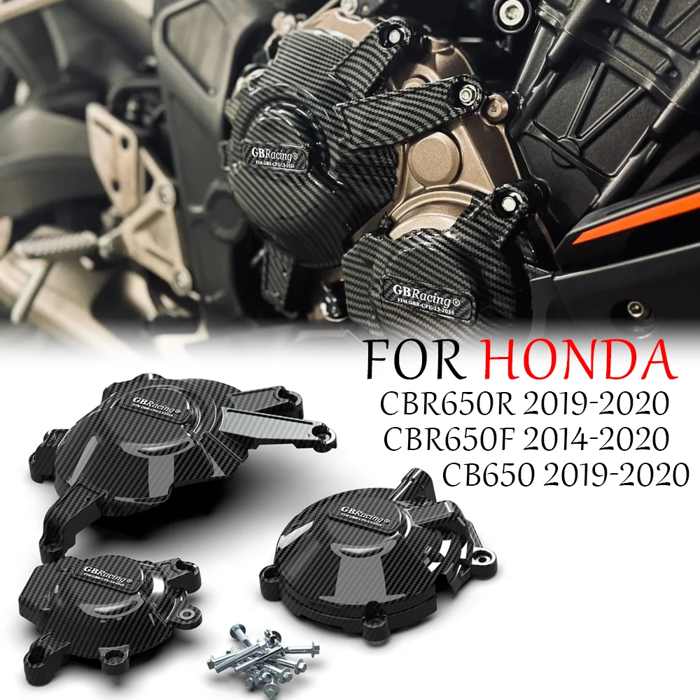 For HONDA CBR650F 2014-2020 CBR650R 2019-2020 CB650 2019-2020 Carbon Fiber Printing Motorcycles Engine Protective Cover