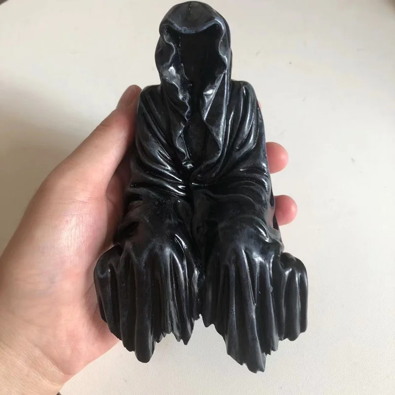 Black Grim Reaper Statue Thrilling Black Robe Nightcrawler Resin Garden Figurine Ornament Horror Ghost Sculpture Desk Decoration