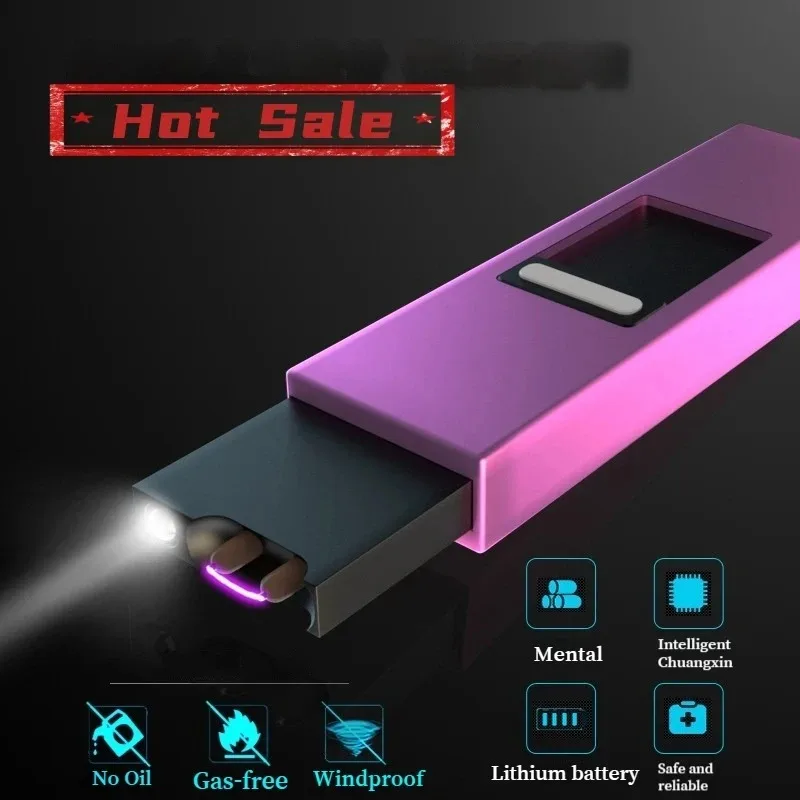 Encendedor eléctrico portátil de arco de pulso para exteriores, resistente al viento, pantalla de energía LED, vela, estufa de Gas, encendedor sin llama de Metal, herramienta de cocina
