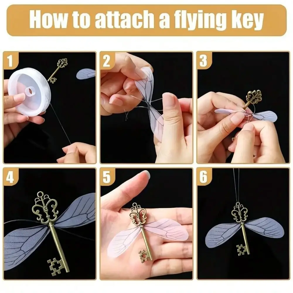 Vintage Bronze Key Wing Charms Fairy Tale Braid Pendants Forest Style Hair Jewelry For Women Elegant Party Decoration