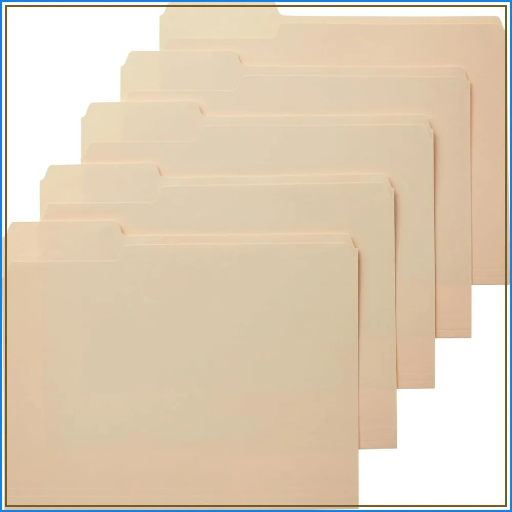 Sturdy File Folders with Reinforced Tabs, Letter Size, Manila, 100-Pack for Office Organization