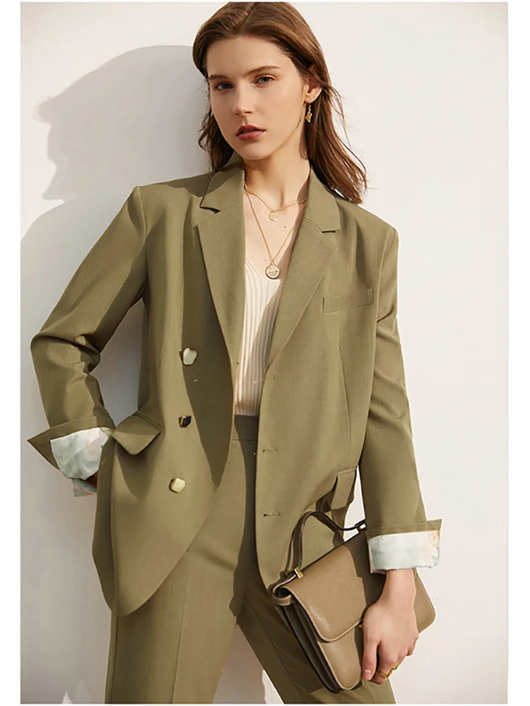 Amii Minimalism Spring Blazers Women Suit Jacket Office Lady Lapel Blazer Loose Pants Sold Separately Female Clothing 12140122