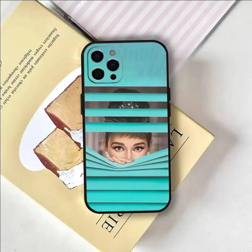 حافظة هاتف أودري هيبورن لهاتف آيفون 17,16,15,14,13,12,11 Plus,Pro,Max,XS غطاء ناعم من السيليكون