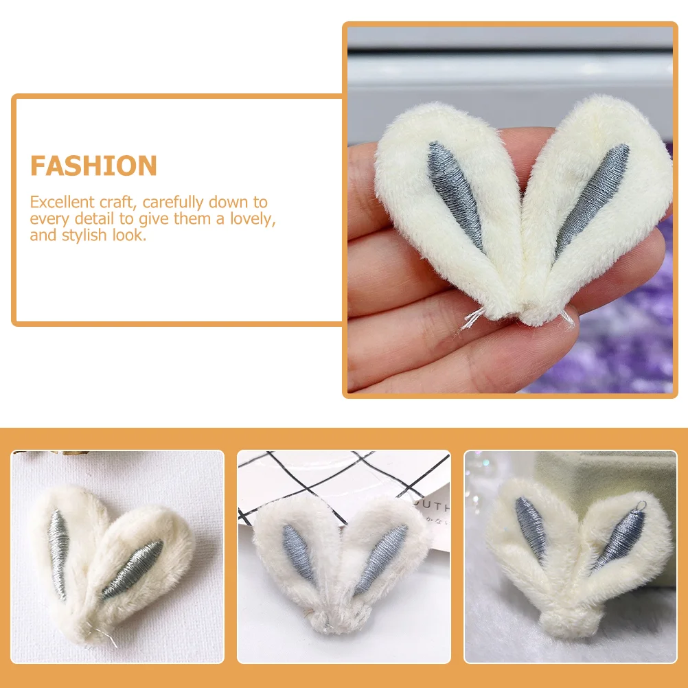 20 Pcs Rabbit Ears Hairpin Material Adorable Hairpins Decor Fried Bunny Clip Creative Girl Charm Fabric for Headband