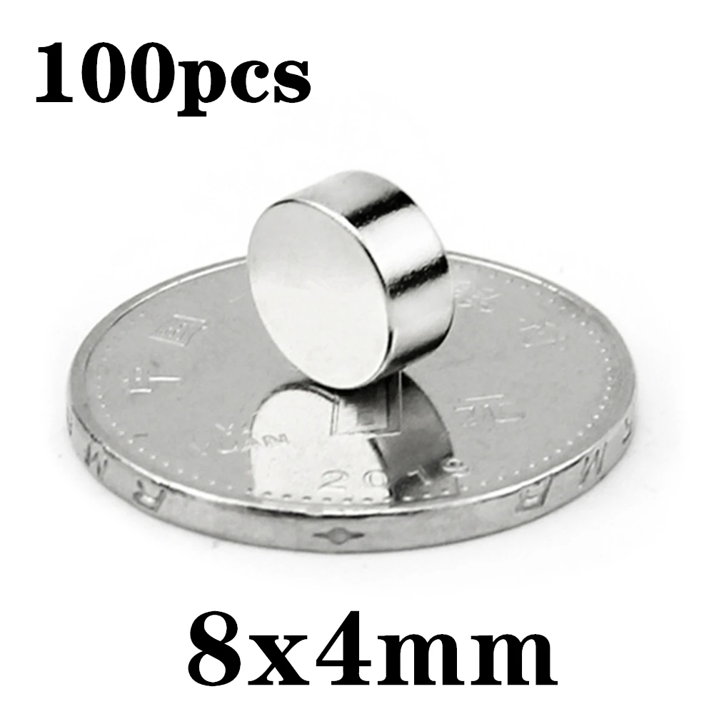 

100pcs Neodymium N35 Dia 8x4mm Strong Magnets Tiny Disc NdFeB Rare Earth For Crafts Models Fridge Sticking magnet 8x4mm