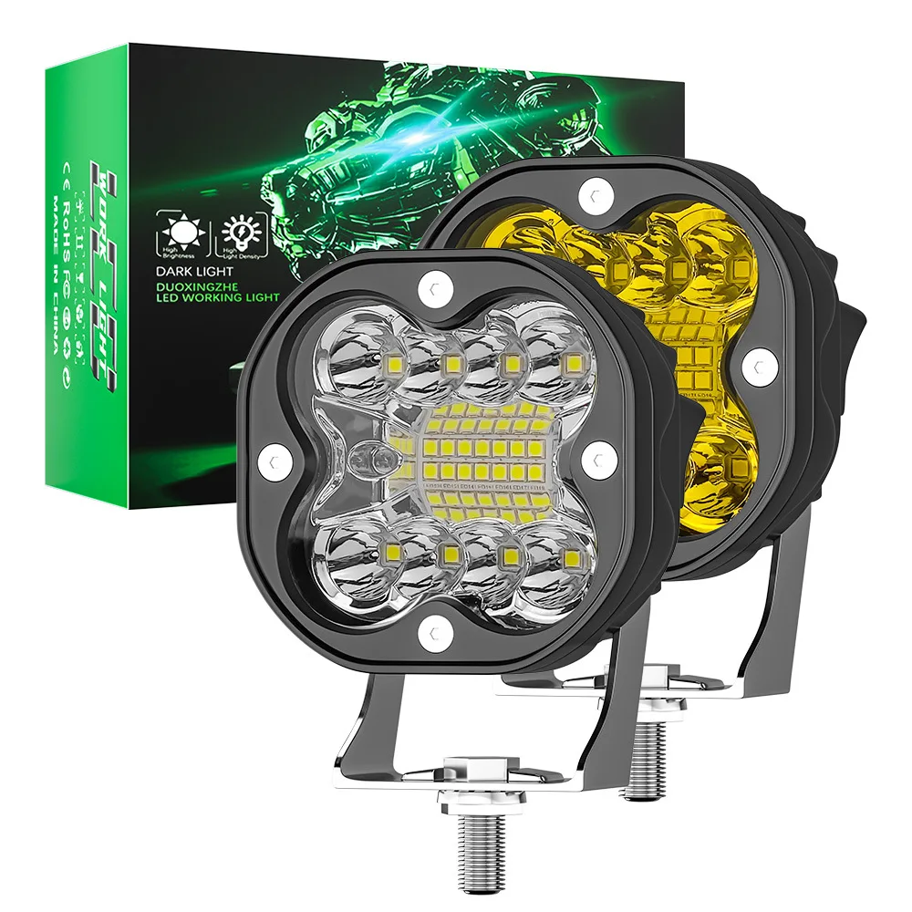 3-Zoll-LED-Arbeitsscheinwerfer, quadratisch, DRL-Scheinwerfer, 12V 24V, gelb, für Auto, Offroad, Motorrad, LKW, ATV, SUV, Nebelscheinwerfer
