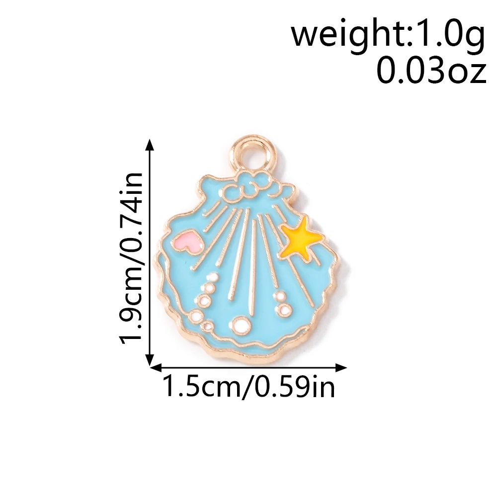 จี้เปลือกหอยเคลือบสีน่ารัก 10 ชิ้น สำหรับทำเครื่องประดับ สร้อยคอ ต่างหู กำไลข้อมือ DIY อุปกรณ์ทำมือ