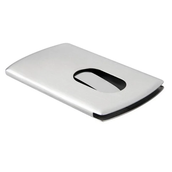 

2Pcs Stainless Steel Business Card Holder Credit Id Business Case Slide Out Organizer Portable Silver Stainless Steel Holder