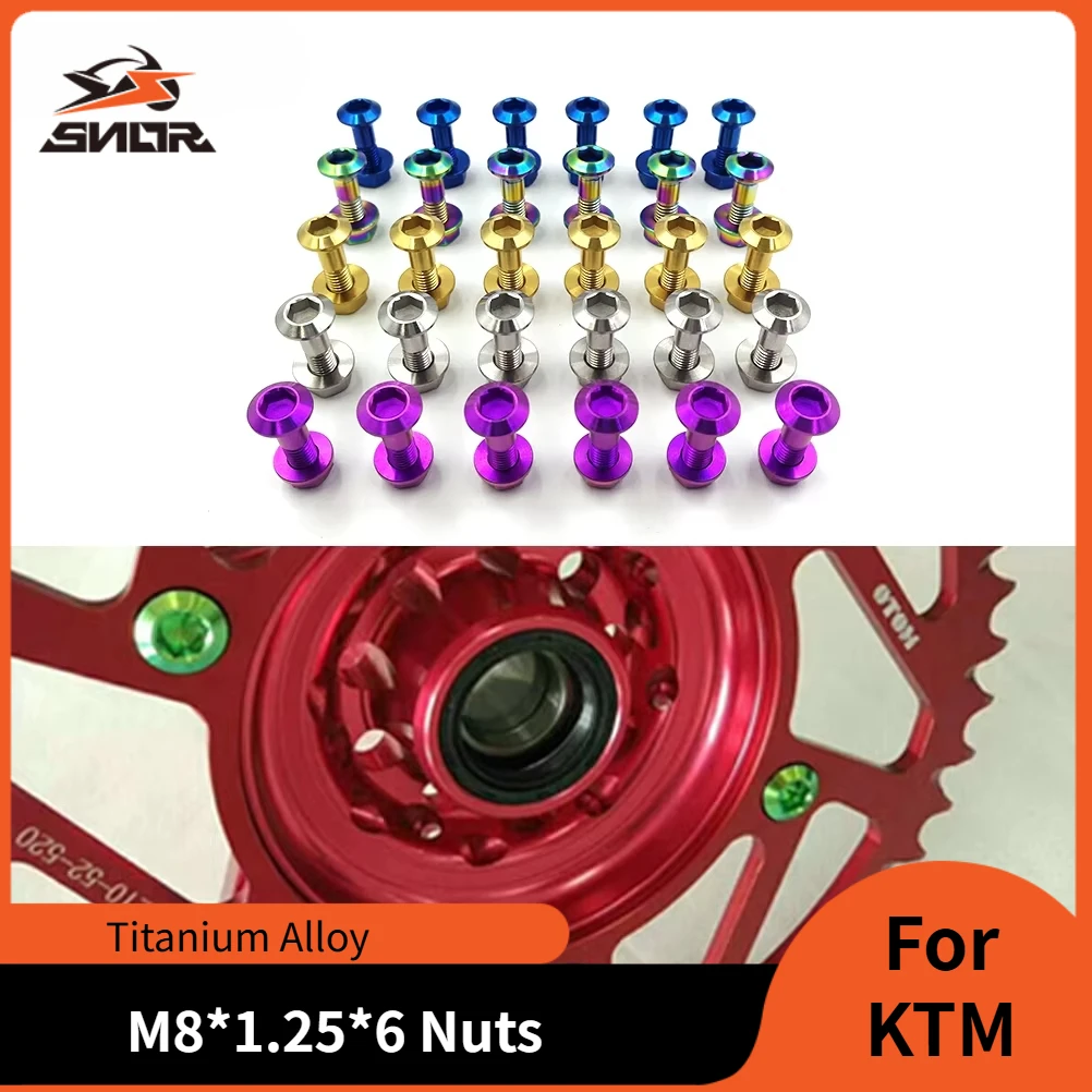 

SNOR Motorcycle Brake Disc Bolts 6PCS M8*1.25 Nut Kit Titanium Alloy For KTM CRF KXF Rotor Mountain Bike Rear Chain Sprocket