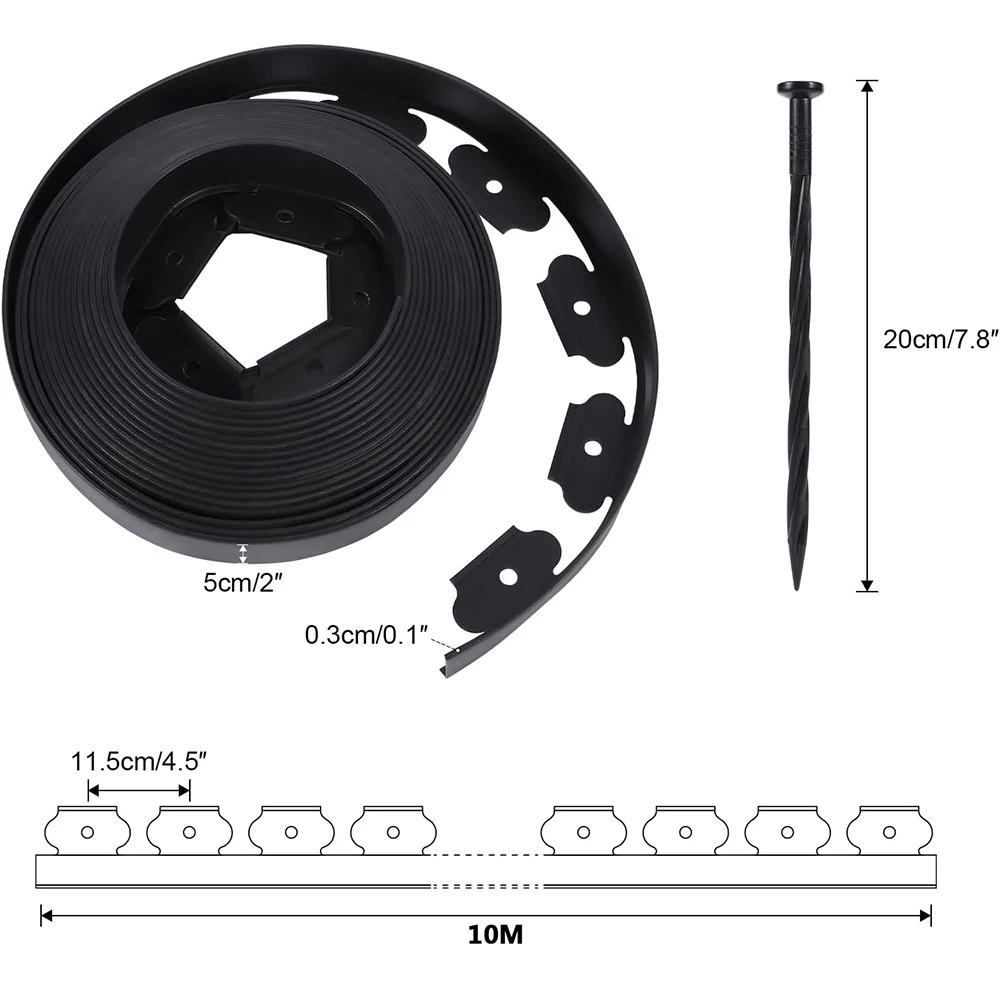 Kit di bordi paesaggistici in plastica per bordi paesaggistici da giardino senza scavo con bordo per bordi da giardino a 30 punte per letti a fiori e prato