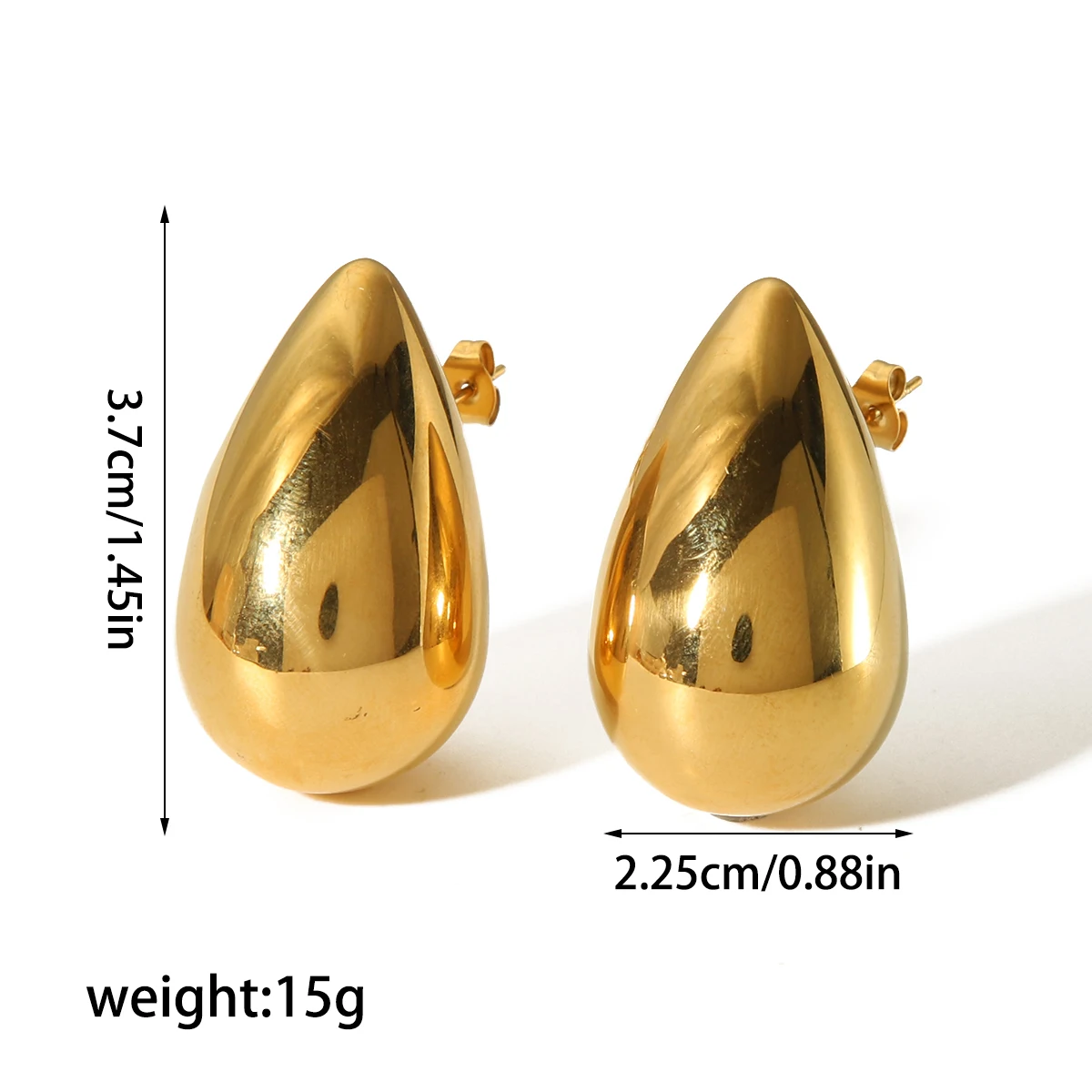 Modische, minimalistische, glänzende Ohrringe aus Edelstahl mit halbkugelförmigen Wassertropfen-Anhängern, Schmuck für Damen, wasserdicht, Geschenkidee – Detail 7